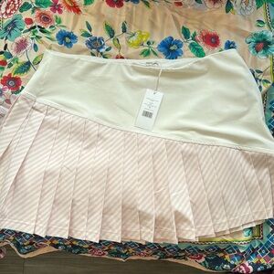 TorySport Striped Pleated Hem Skirt